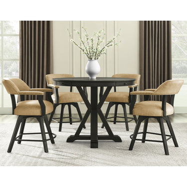 Poker Dining Table Rider, Round, 6-person, 48'', Black